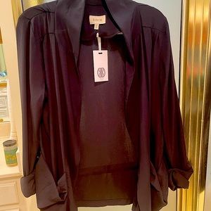 Black Silk Blazer (M) by Koch. Never worn. Has tags. Cuff sleeves & pockets